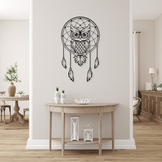 Owl Dreamcatcher Metal Wall Art